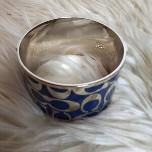 Coach Signature Silver and Blue Wide  Bracelet